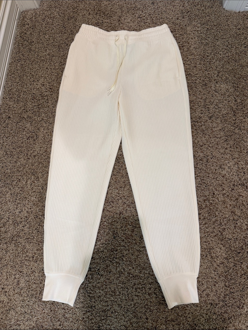 DSG Cozy Ribbed Drawstring Joggers - Cream